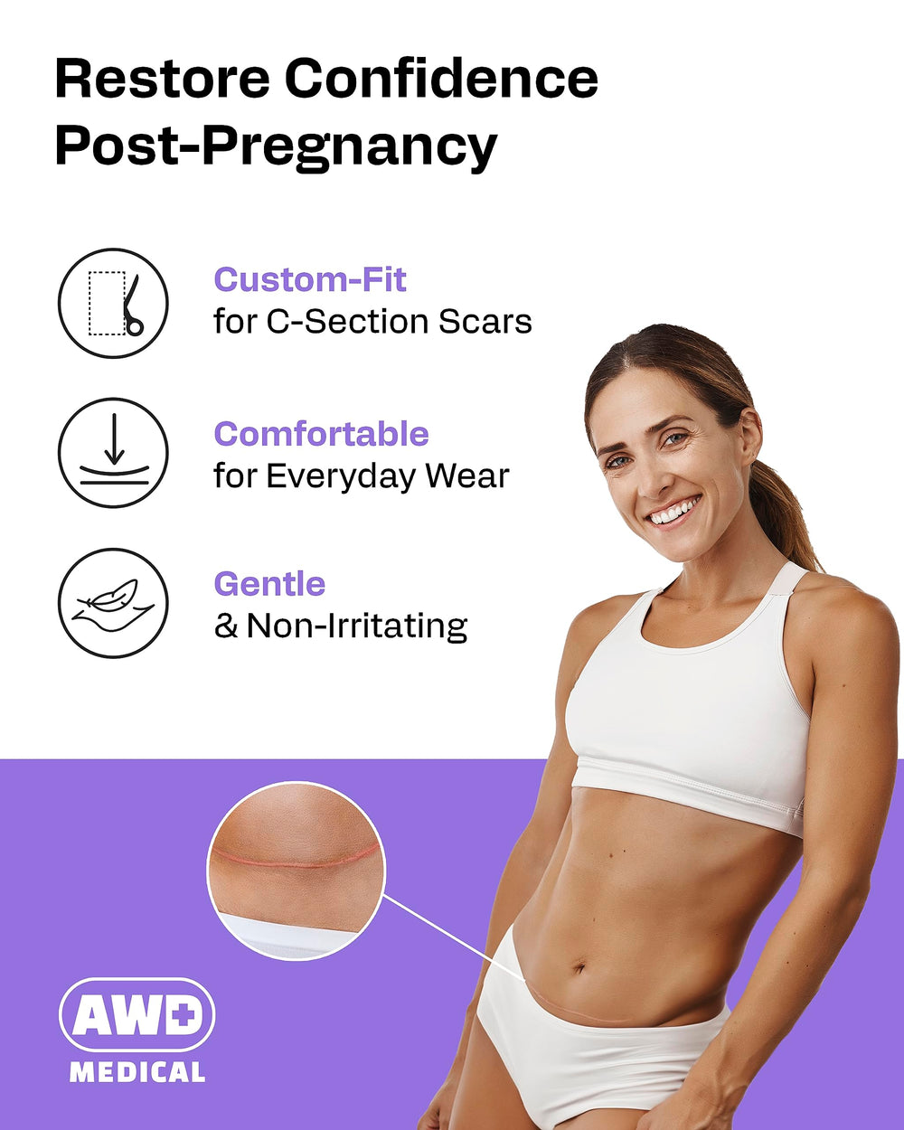 AWD Medical silicone scar tape soft silicone suits sensitive skin