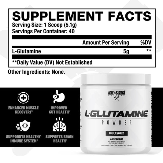 Pure L-Glutamine powder being scooped