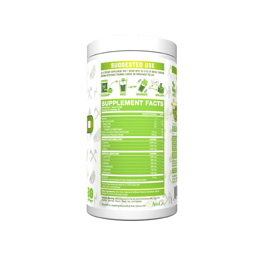 Axe & Sledge The Grind Essential Amino Acids bottle showing nutrition information