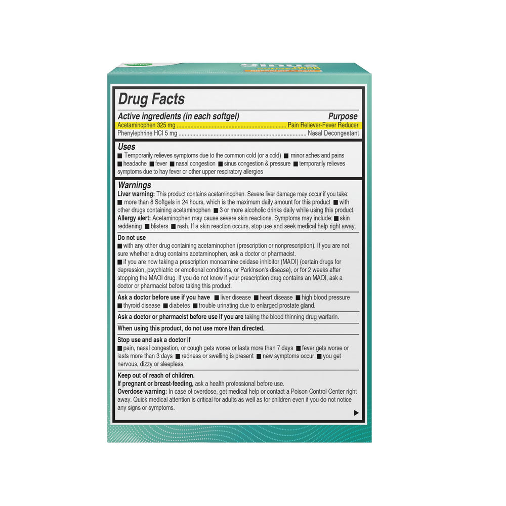 AXIV Sinus Head Congestion Relief softgels closeup—maximum strength support for sinus pressure.