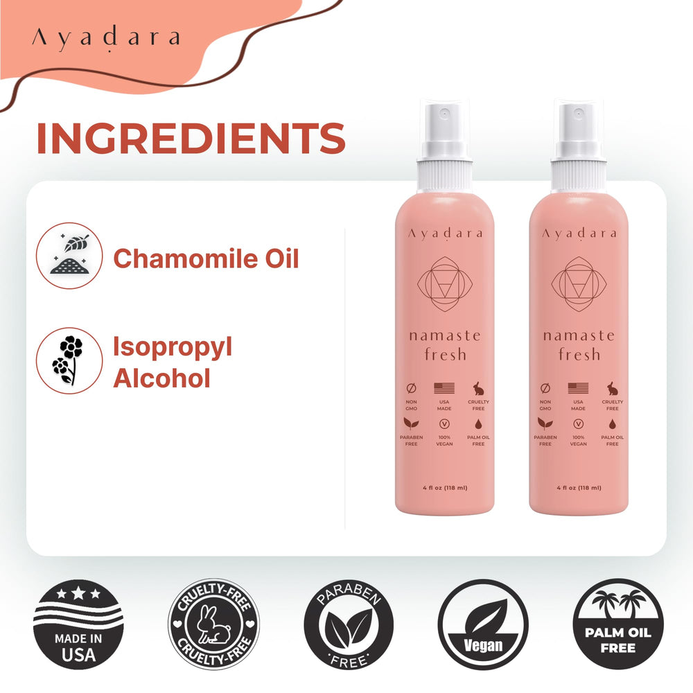 Ayadara Namaste car interior spray ready for on-the-go scent refresh.