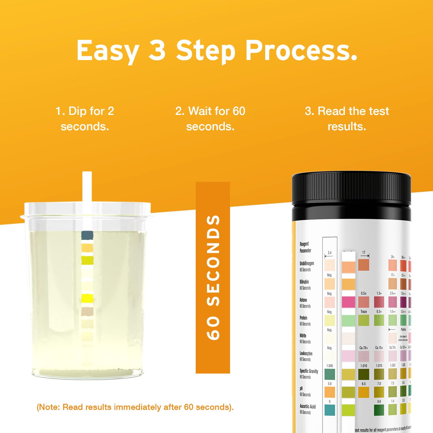 Ketone and ascorbic acid indicators on the strip