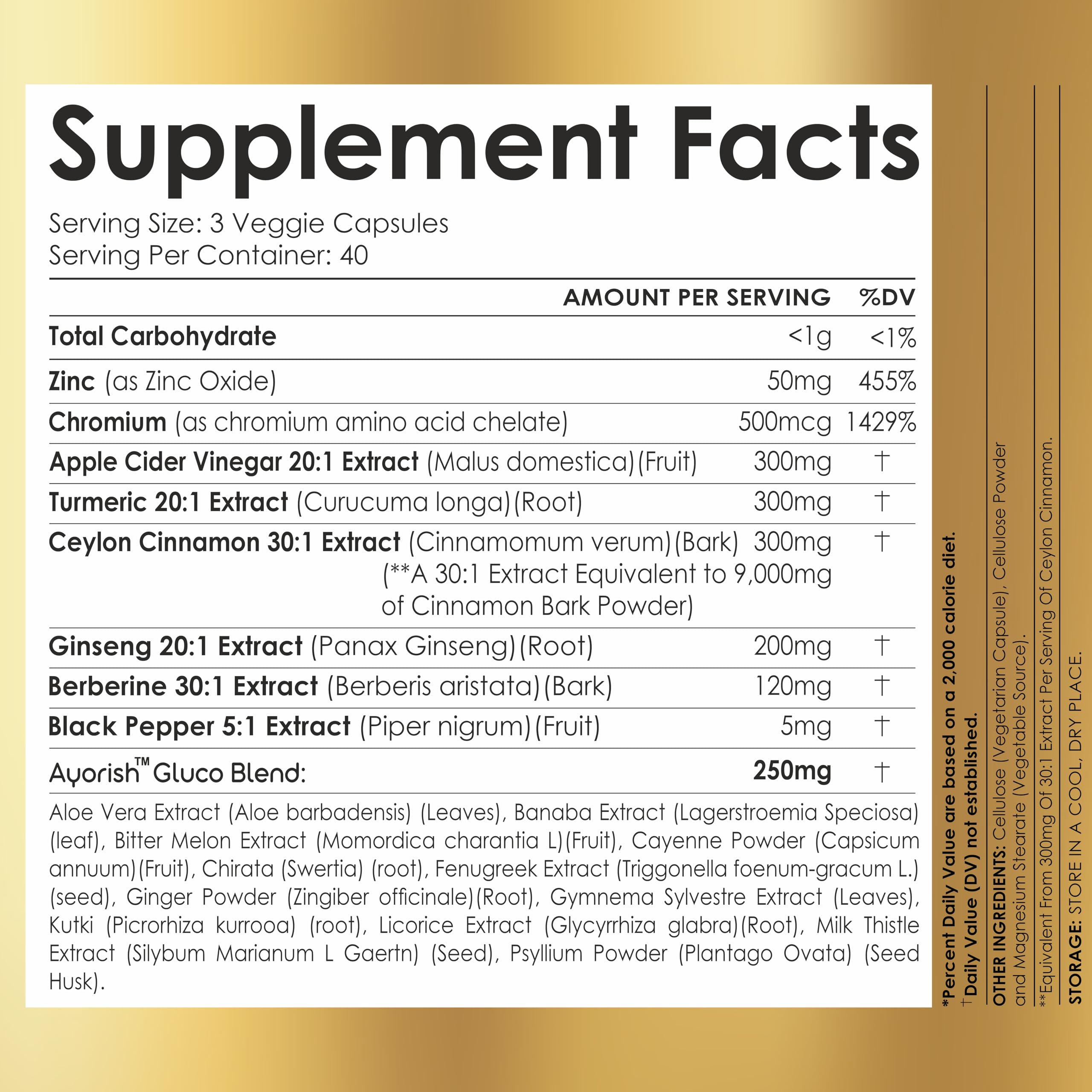 Berberine, Ginseng, and Turmeric complex included in Ayorish blend.