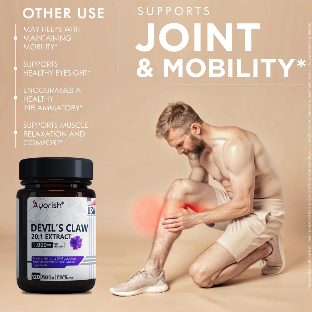 Devils Claw root extract capsules in vegan veggie capsules