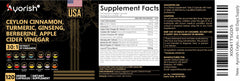 Ayorish label close shot showing ingredient list and certified USA facility note