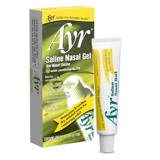 AYR Saline Nasal Gel Pack3 display highlights convenient multi-pack for on-the-go relief.