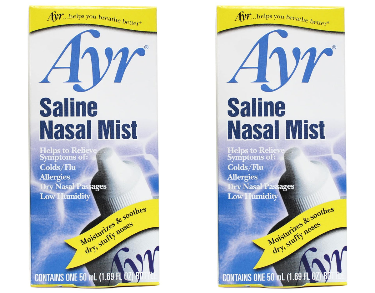 AYR Saline Nasal Mist pack of two bottles for easy replenishment.