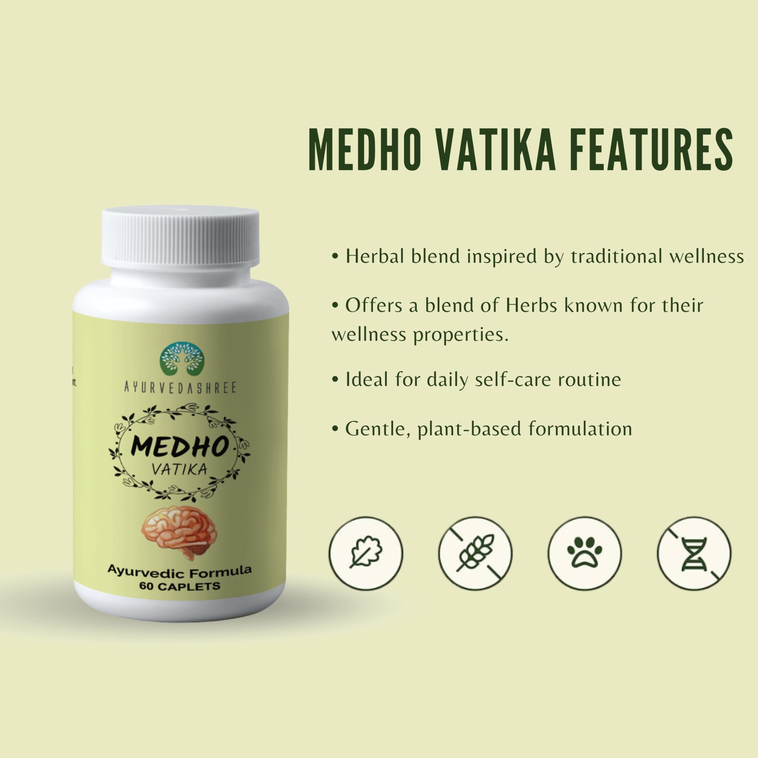 8-herb extract ingredients: Gingko, Brahmi, Neera Brahmi, Ashwagandha