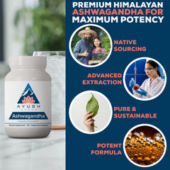 Ayush Herbs Ashwagandha Capsules in hand showing portable daily support