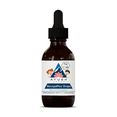 Ayush Herbs BacopaPlus Drops for Kids bottle and label