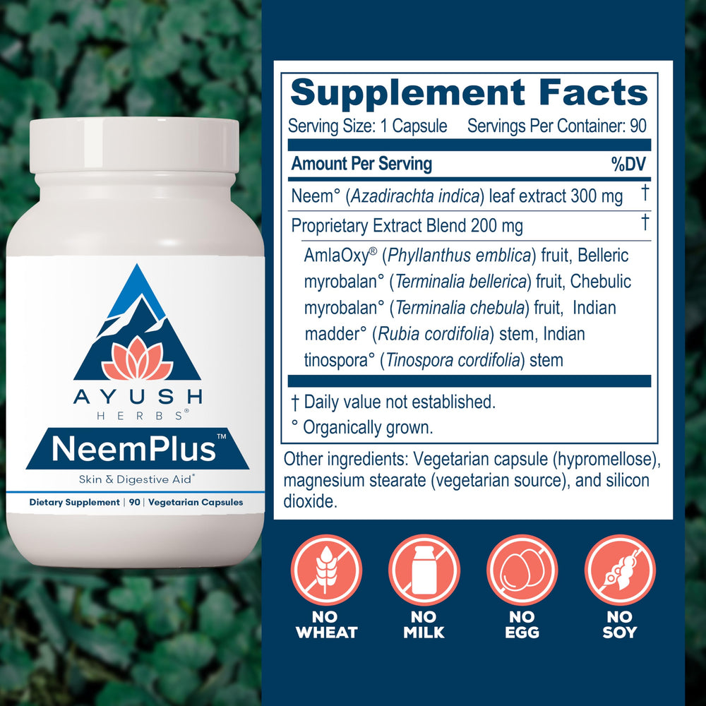 Ayush Herbs Neem Plus skin glow imagery emphasizing radiant complexion from within.