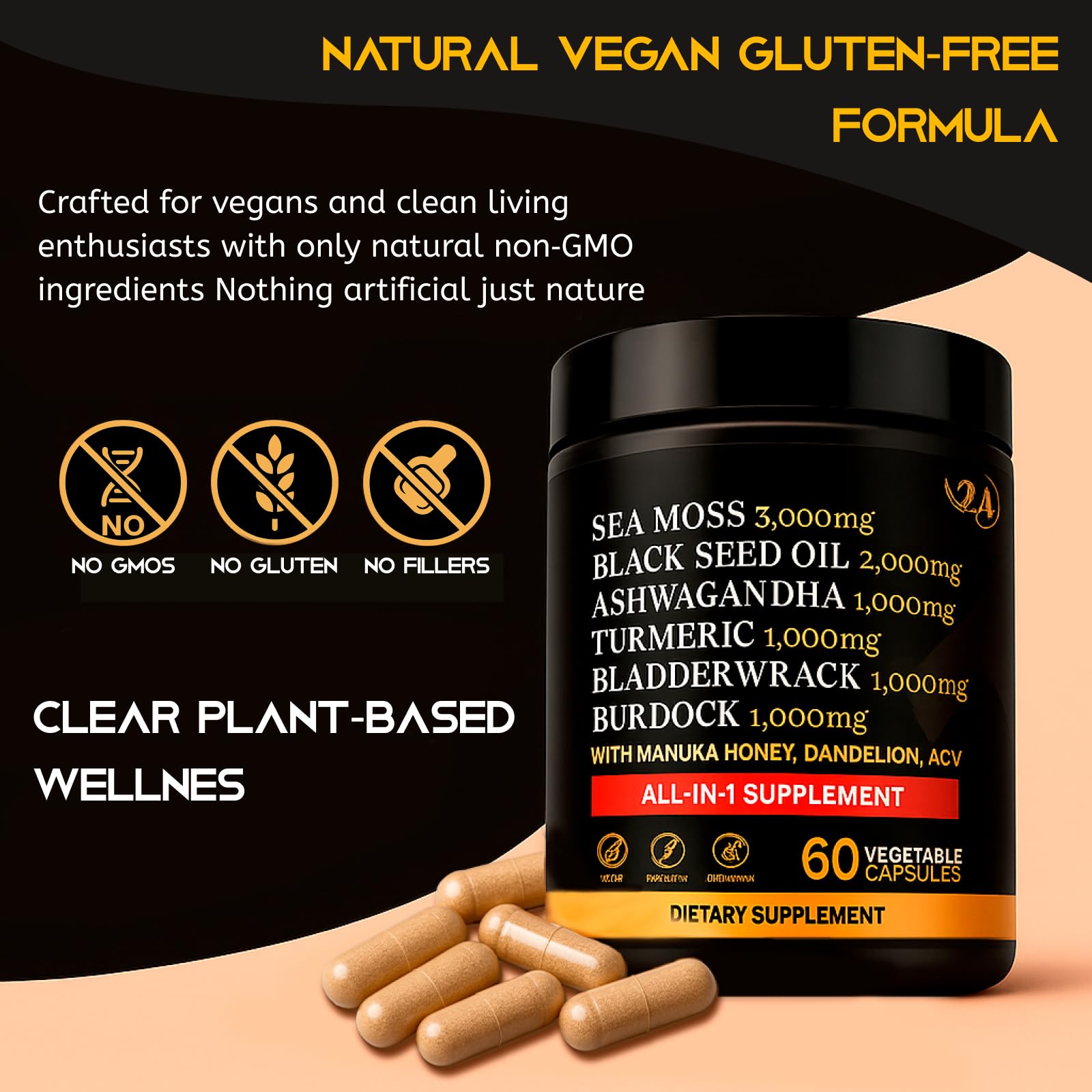 Ashwagandha and black seed oil capsules