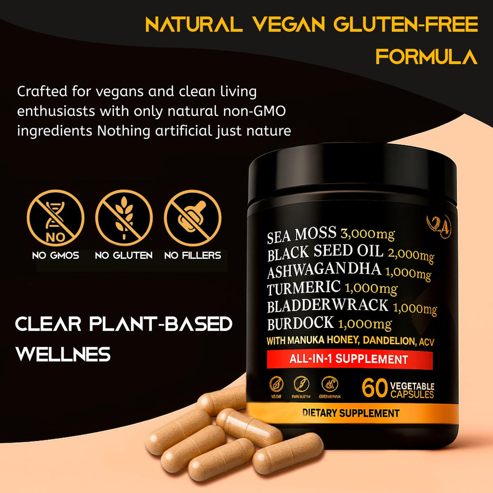 Ashwagandha and black seed oil capsules
