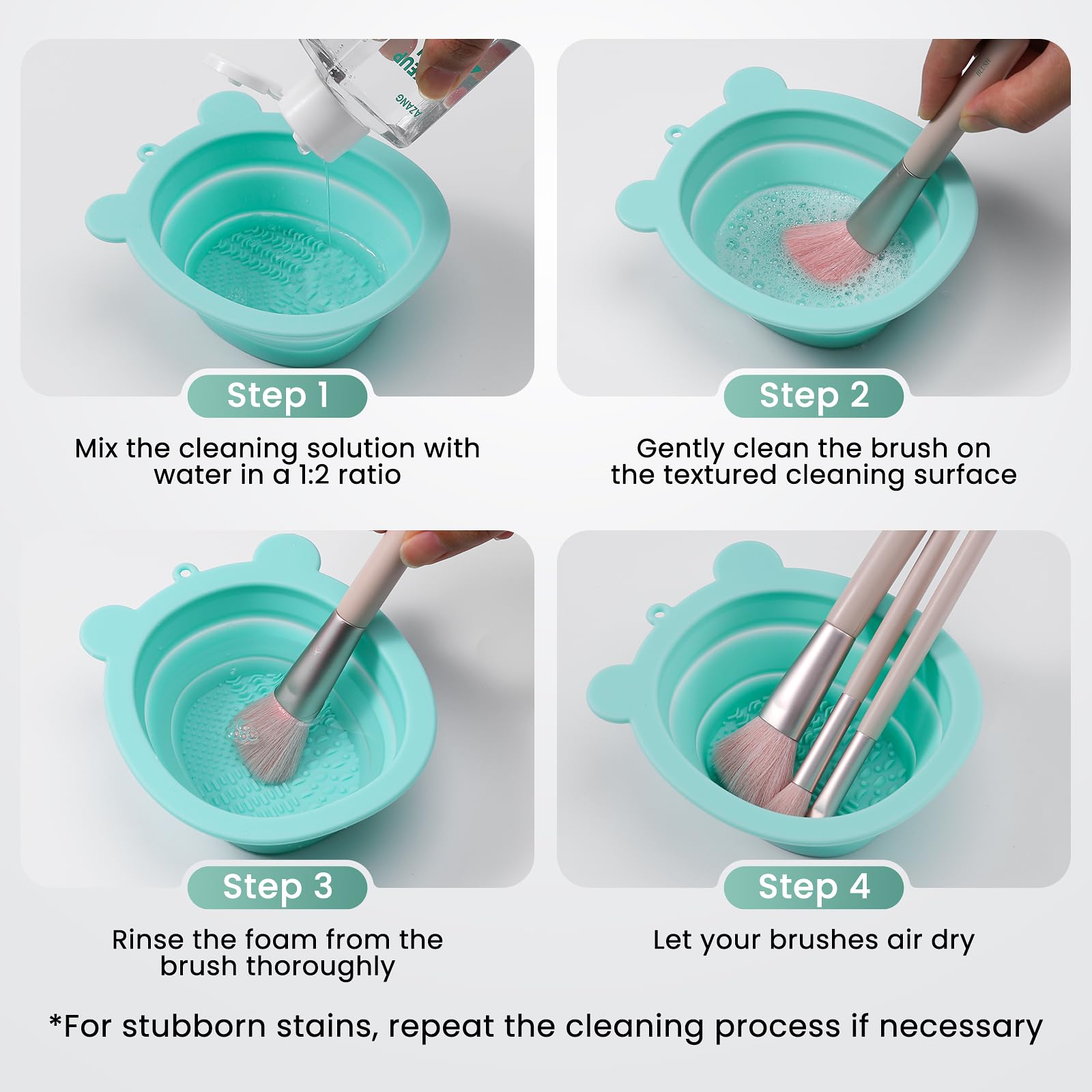 Soft, fluffy bristles after cleaning with Azang formula.