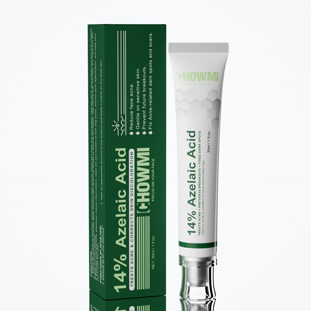Azelaic acid 14% serum bottle pour highlights the easy application.