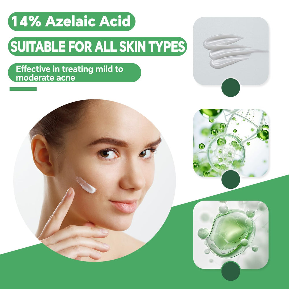 Azelaic acid 14% serum pore smoothing depiction on clean skin.