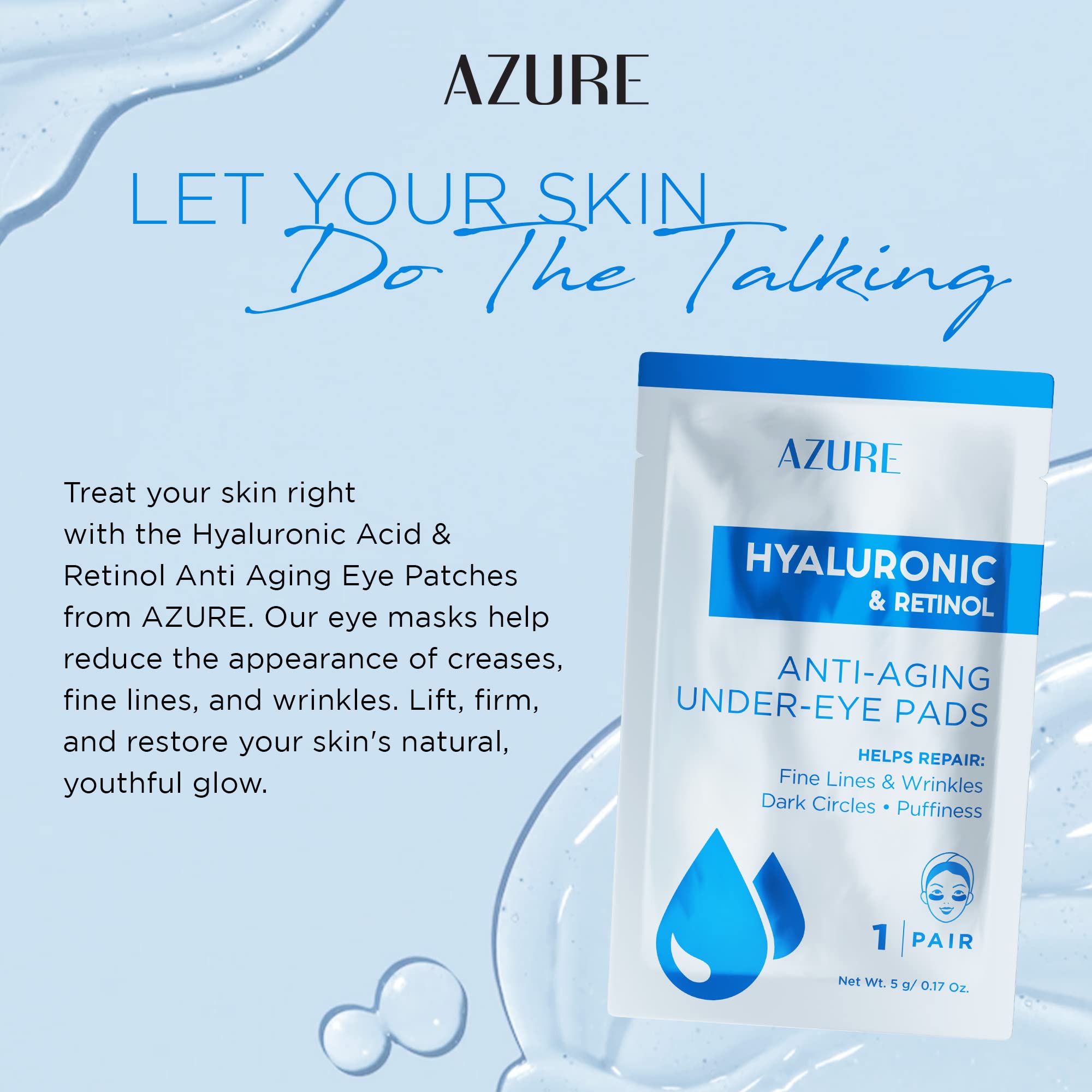 Azure Cosmetics dark circles patches target shadows for a refreshed look.