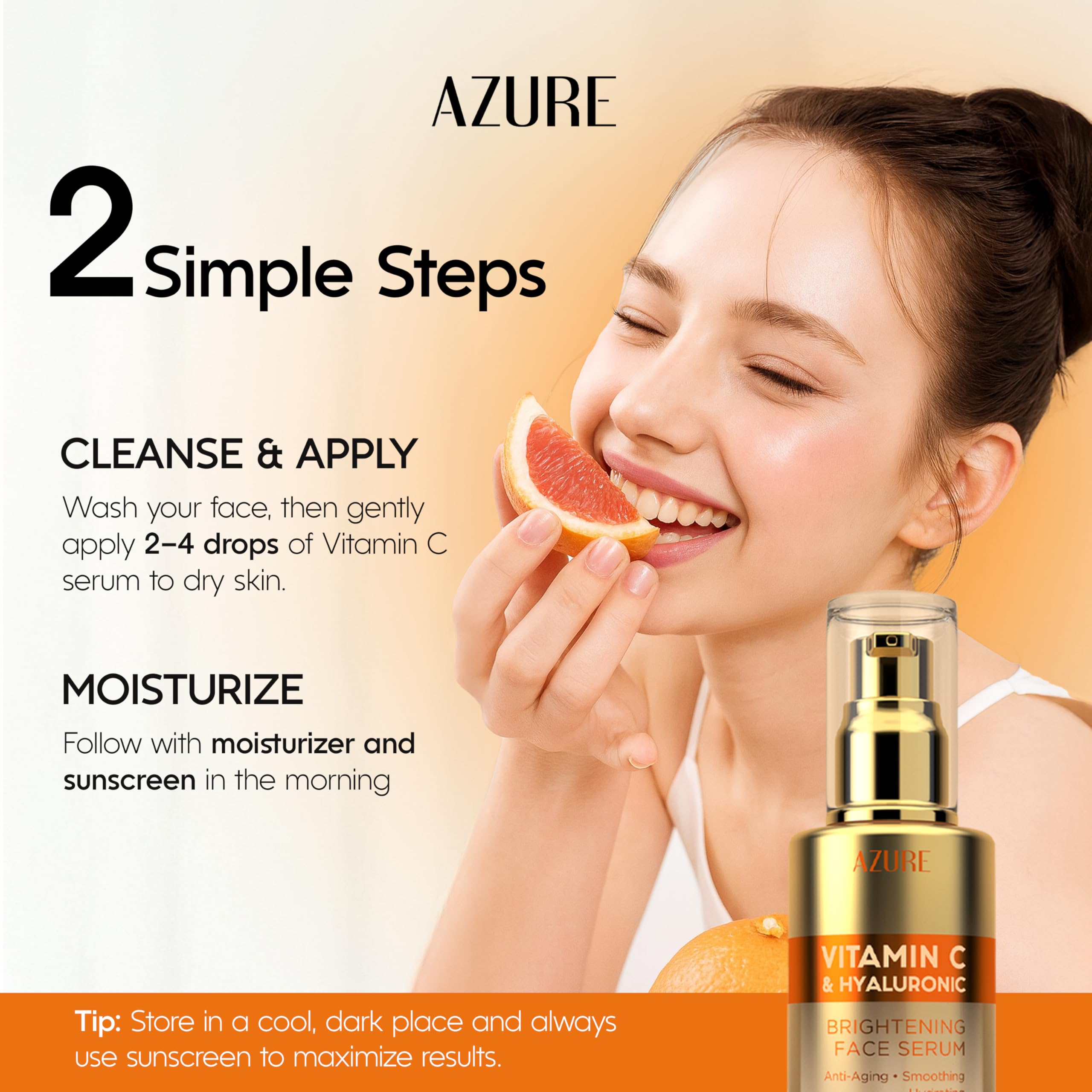 Azure Cosmetics Vitamin C serum in a morning and night routine.
