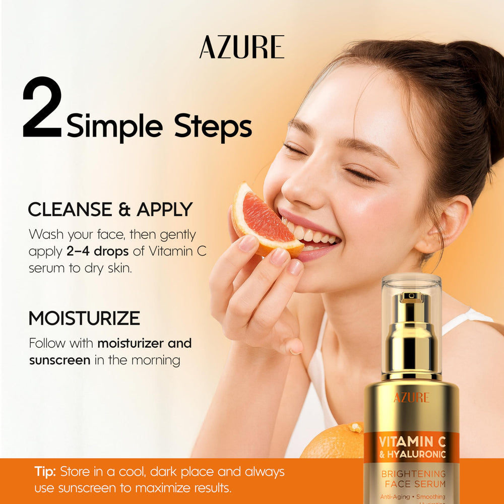 Azure Cosmetics Vitamin C serum in a morning and night routine.