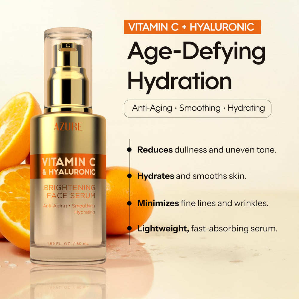 Azure Cosmetics Vitamin C Serum dropper delivering precise daily application.