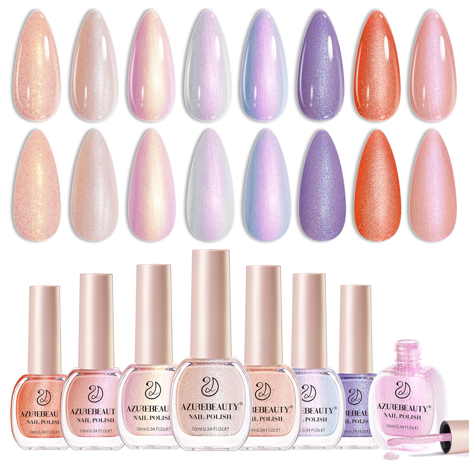 AZUREBEAUTY eight color nail polish set in a premium gift box for versatile manicures