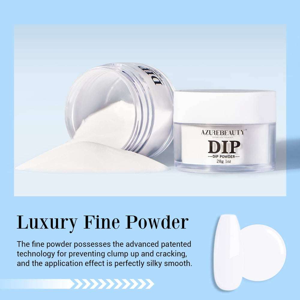 AZUREBEAUTY Bright White powder with no lamp curing highlights faster nail art.