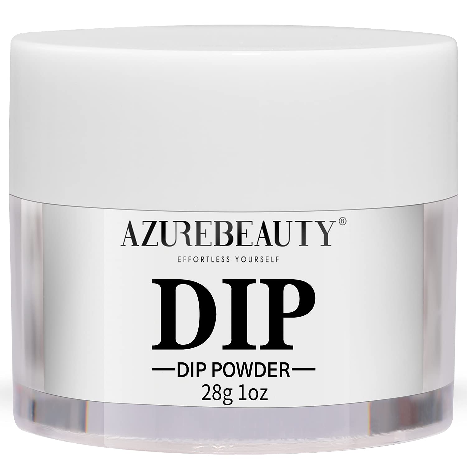 AZUREBEAUTY Bright White dip powder tin closeup showing premium pigment.