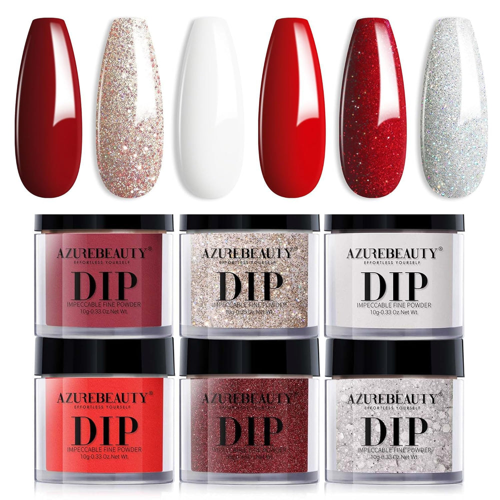 AzureBeauty dip powder set red color for bold, salon-quality nails.