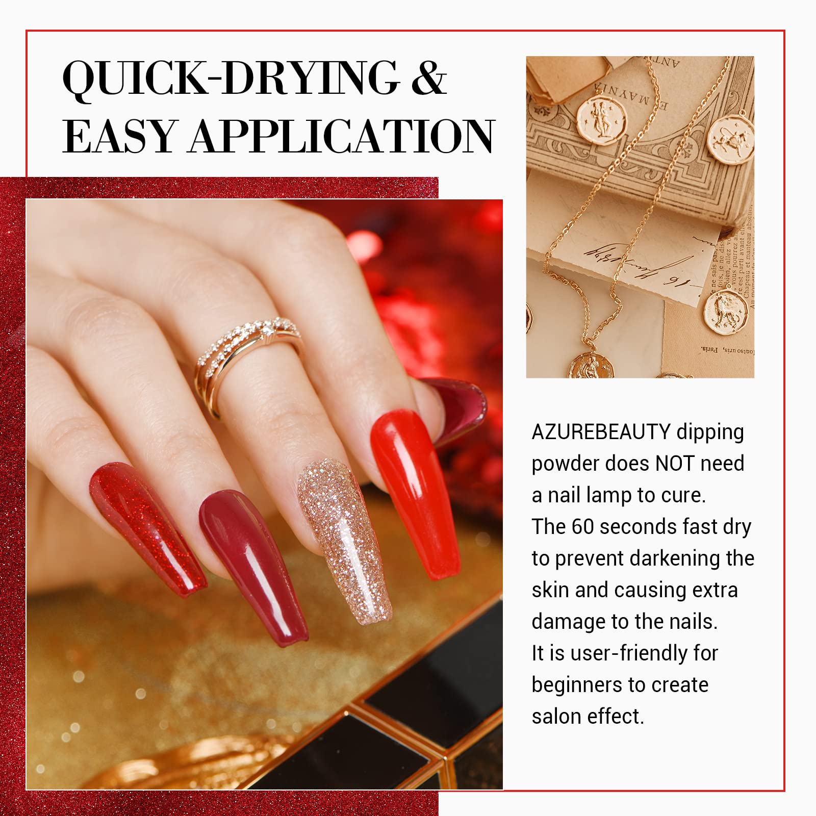 AzureBeauty sparkle-white powder delivers bright, crisp finish.