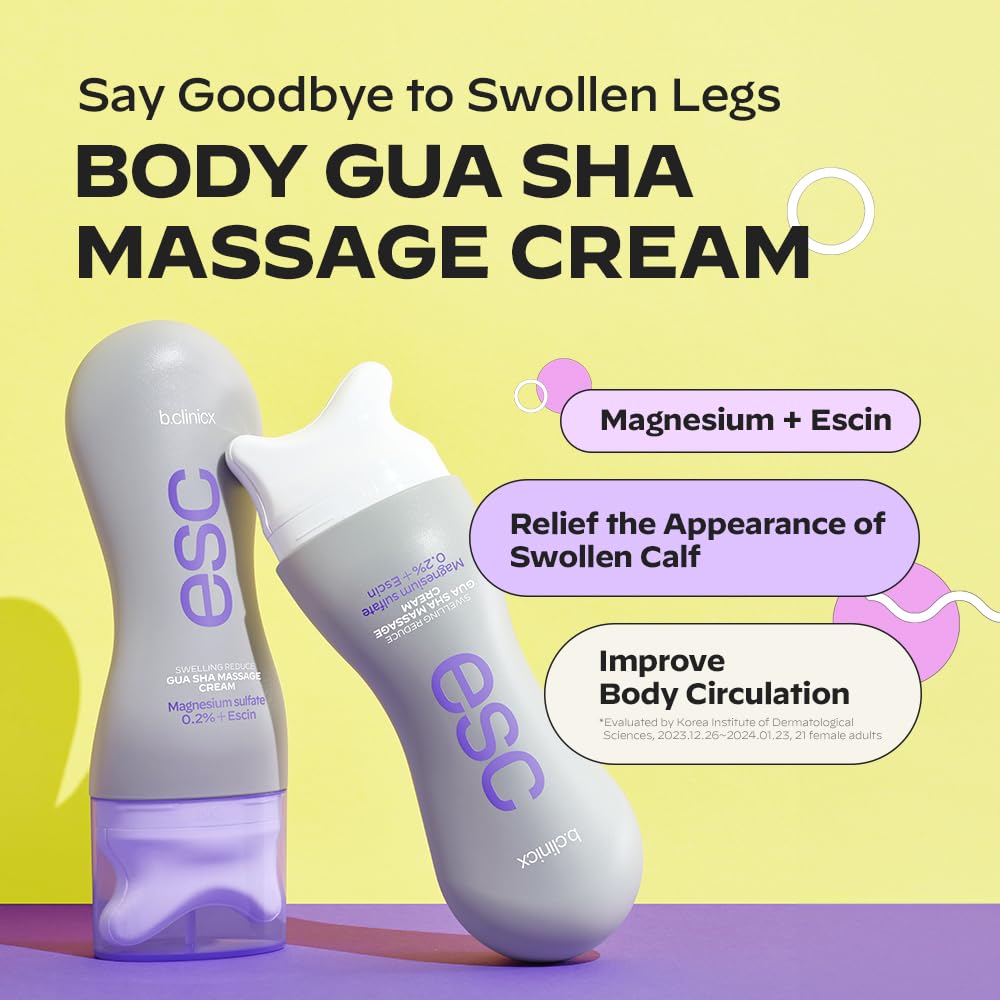 Close-up of Magnesium+Escin Body Gua Sha Massage Cream bottle label