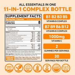 Back label of B Complex 50 Gummies bottle