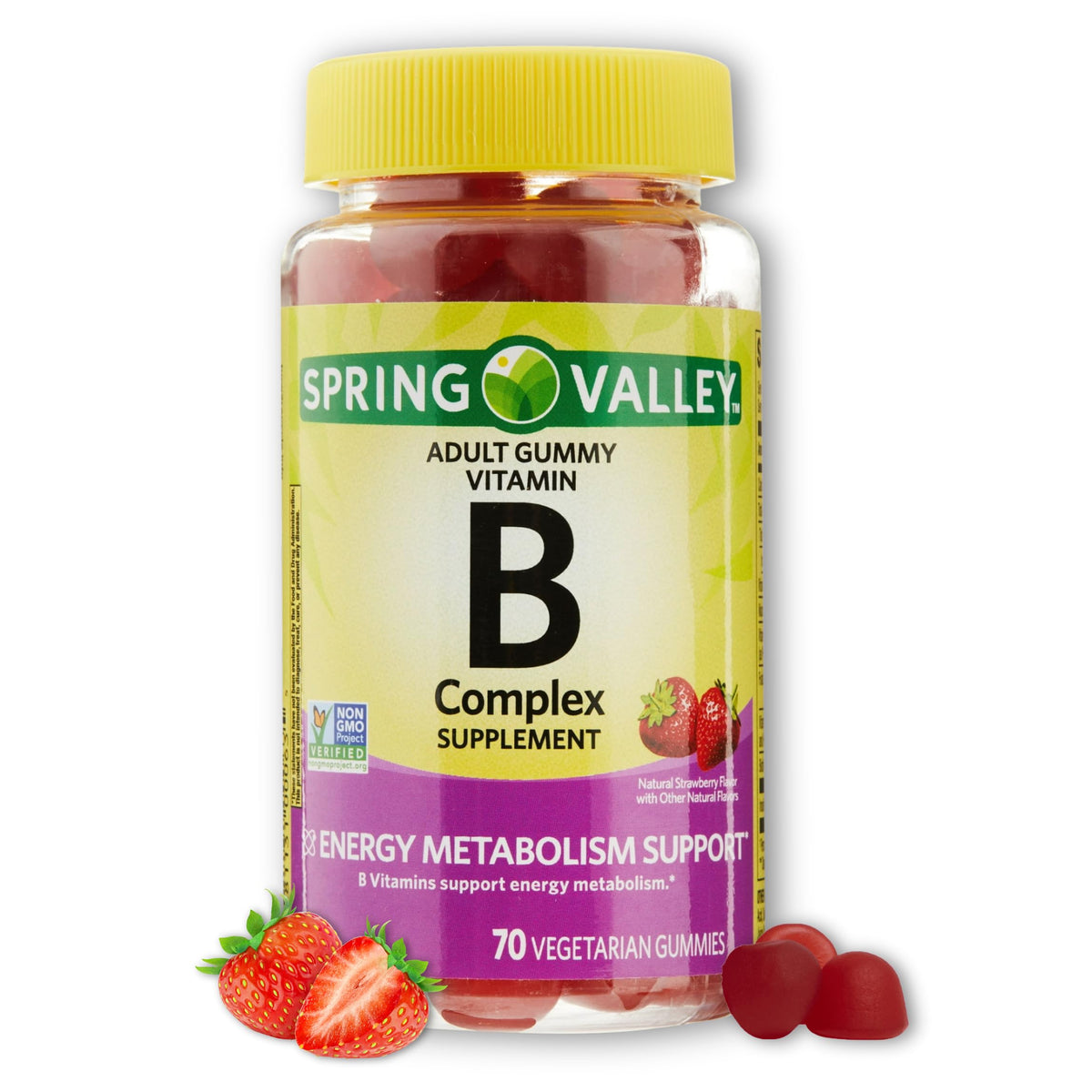 Front view of B Complex Gummies Strawberry bottle
