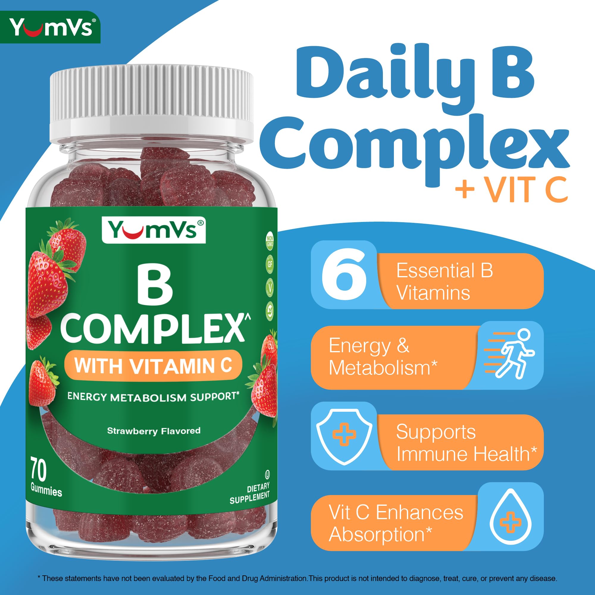 Label highlighting B vitamins including B3, B6, B12, Biotin and Folic Acid