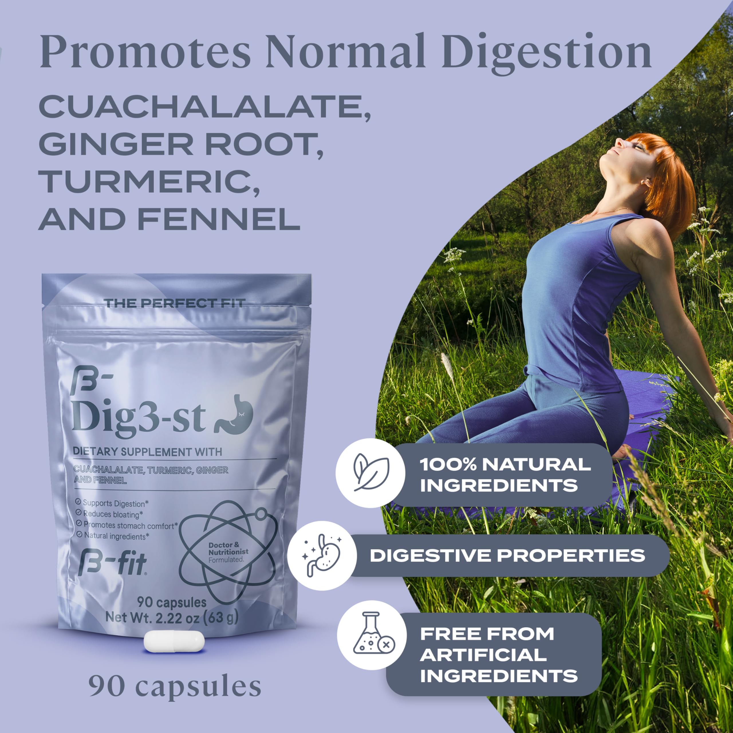 Bottle of B-FIT Digestive Herbal Supplement with 60 capsules