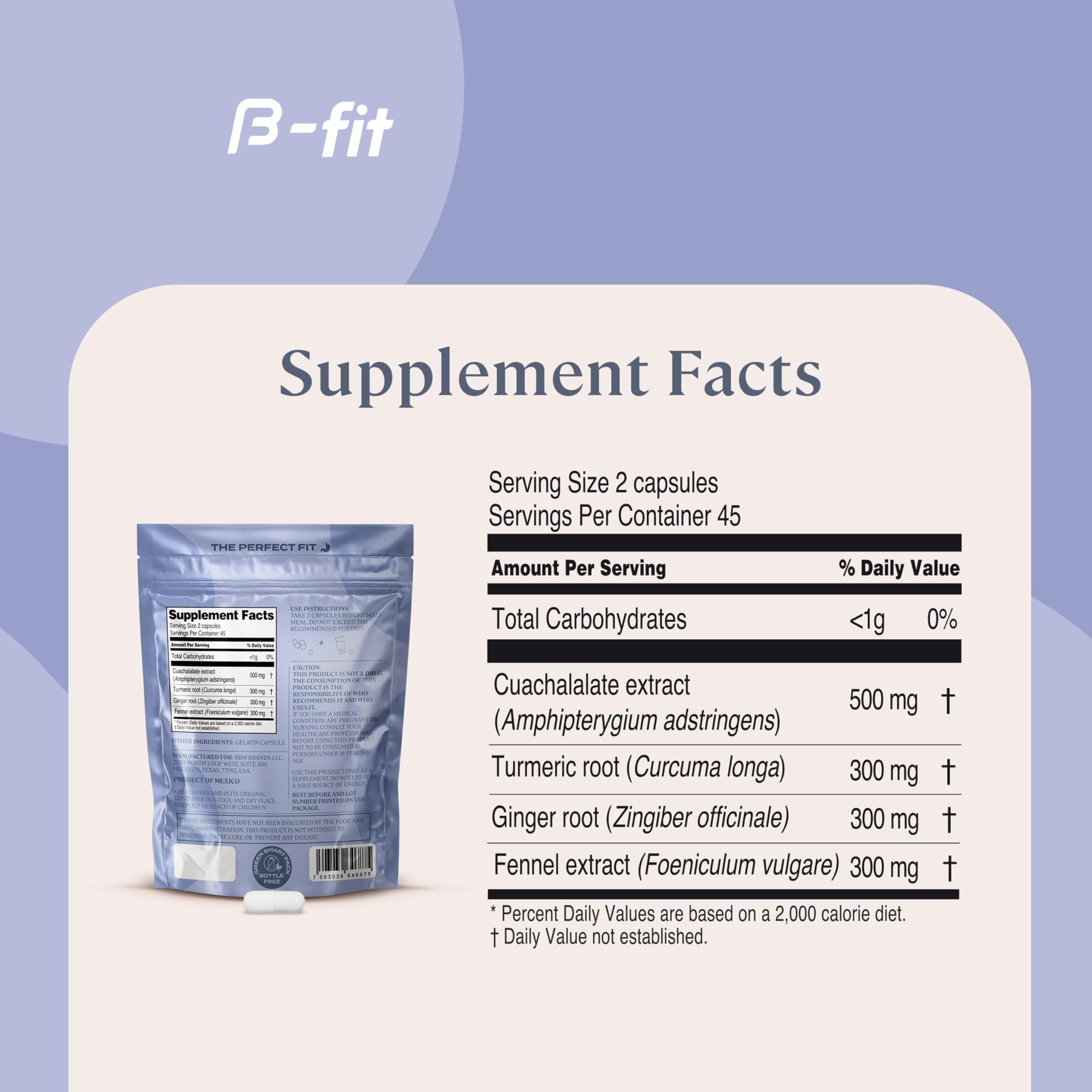 Turmeric root used in B-FIT Digestive Herbal Supplement