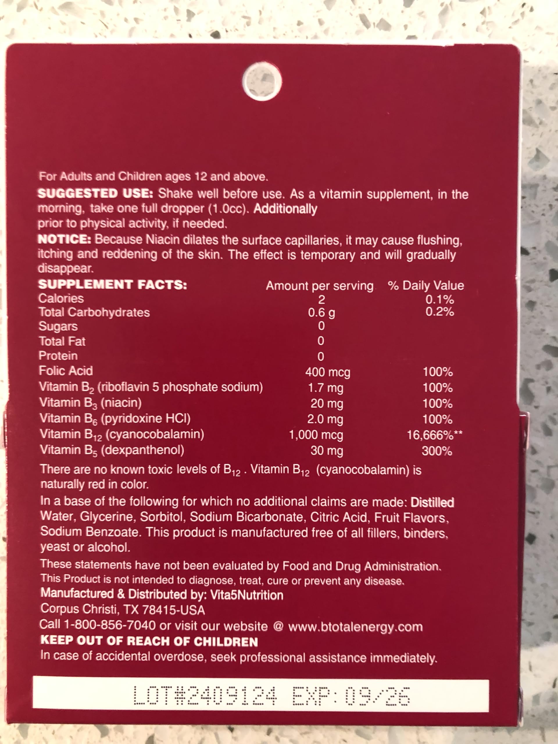 Label details for The B-Total Solution sublingual B vitamins