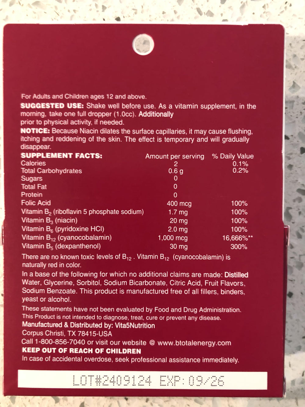 Label details for The B-Total Solution sublingual B vitamins