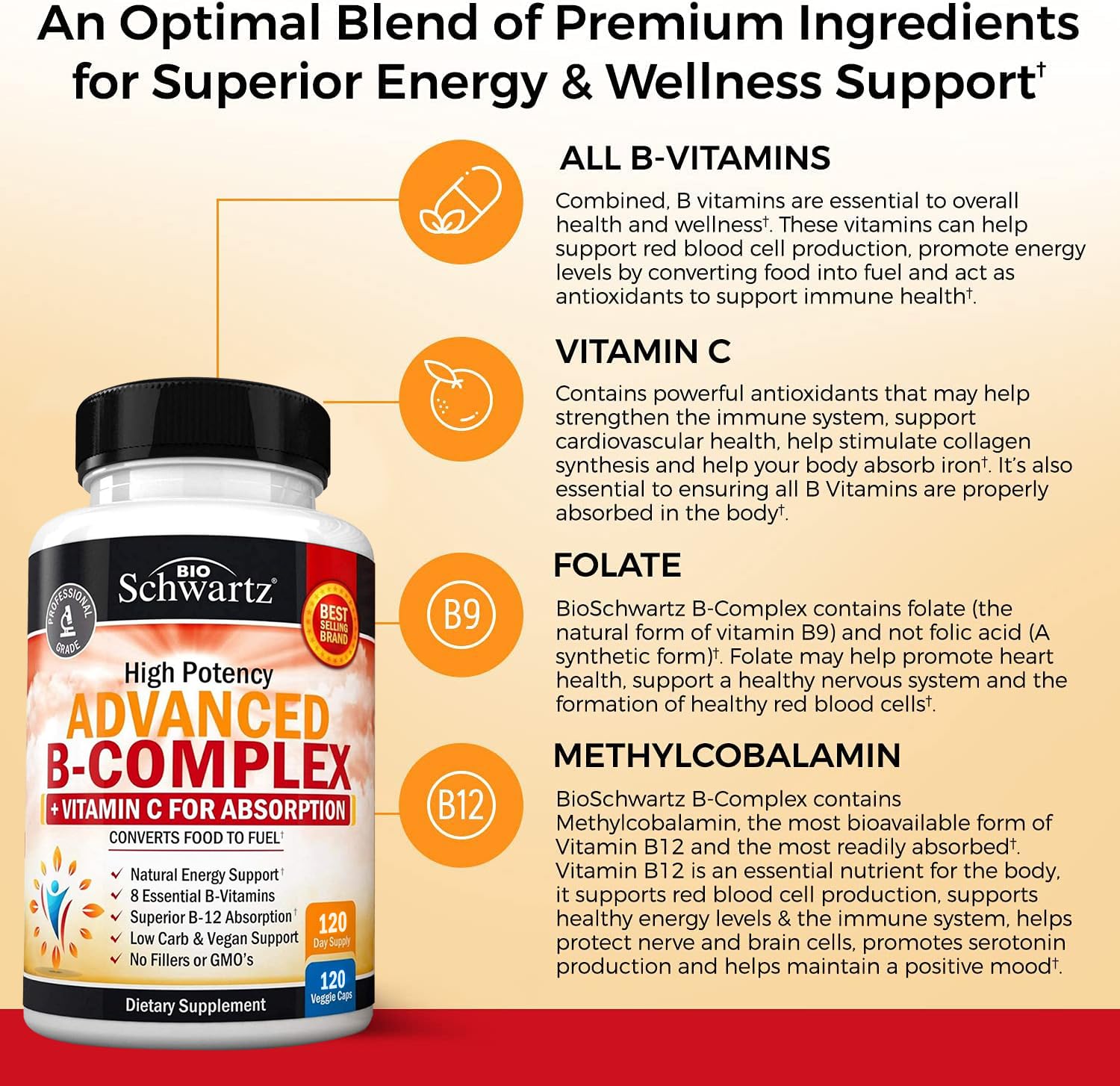 B vitamins capsules designed for immune energy and nervous system support