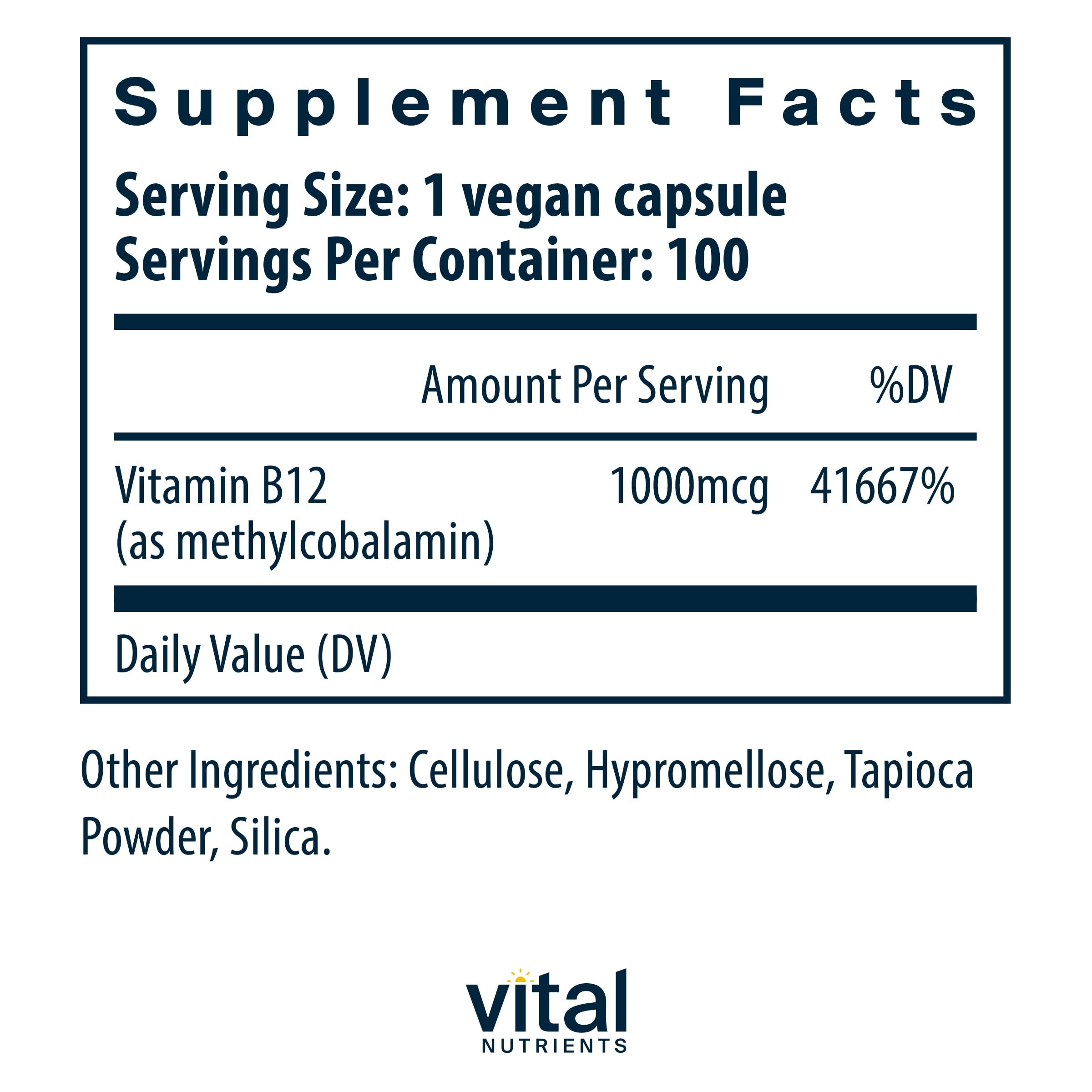B12 1000mcg vegan methylcobalamin packaging