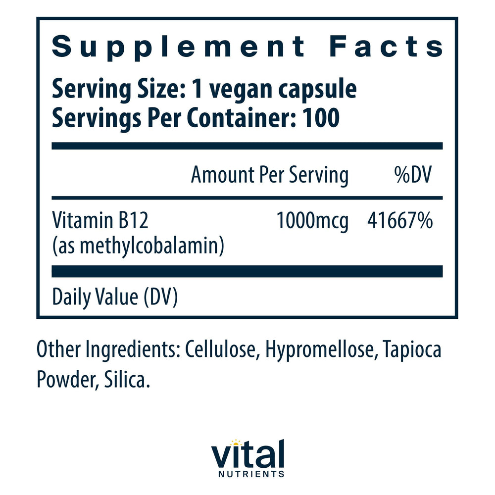 B12 1000mcg vegan methylcobalamin packaging