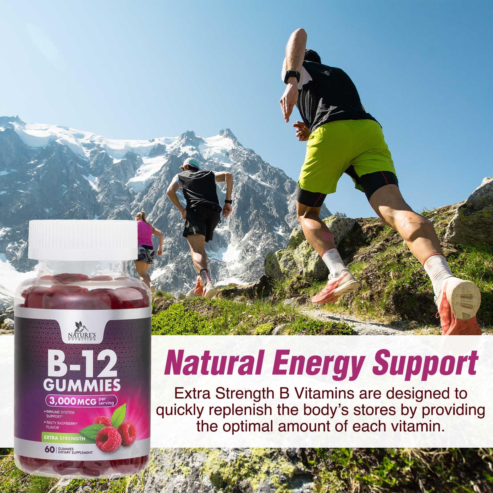 Adult holding a B12 Energy Gummies bottle