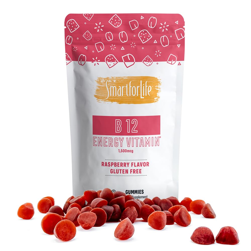 B12 Gummy Vitamins Raspberry 1500 mcg – bottle front