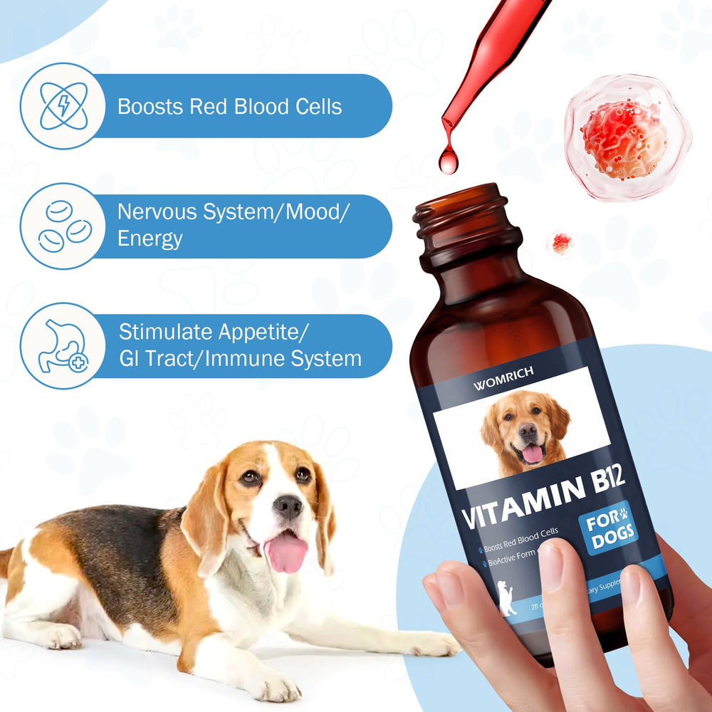 Liquid B12 dog supplement supporting nervous system and brain health