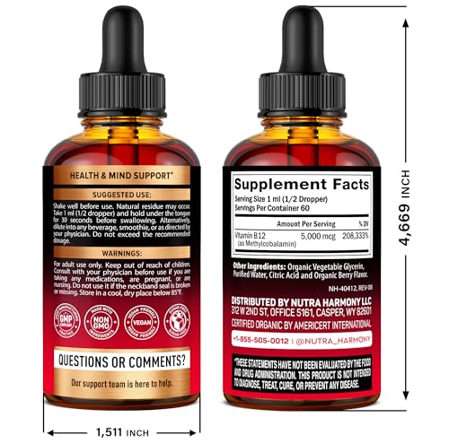 Berry-flavored B12 liquid drops bottle close-up