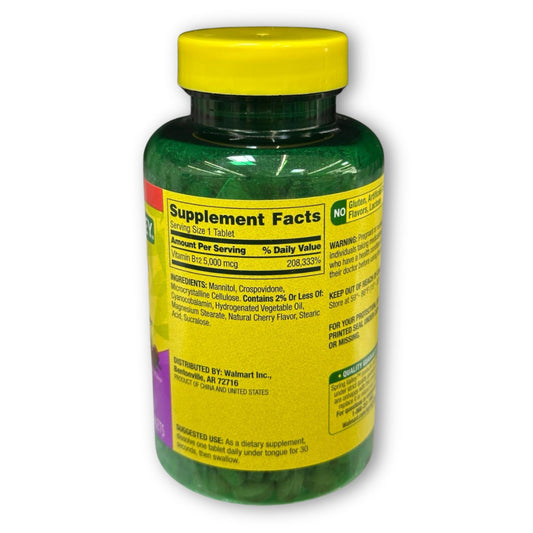 Close-up of B12 fast-dissolve tablet Cherry Flavor