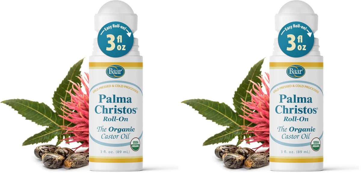 Baar Palma Christos Roll-On Organic Castor Oil 3 oz bottle - 2-pack, front view