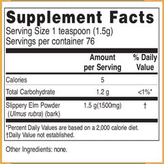 High fiber content of Baar Slippery Elm Powder