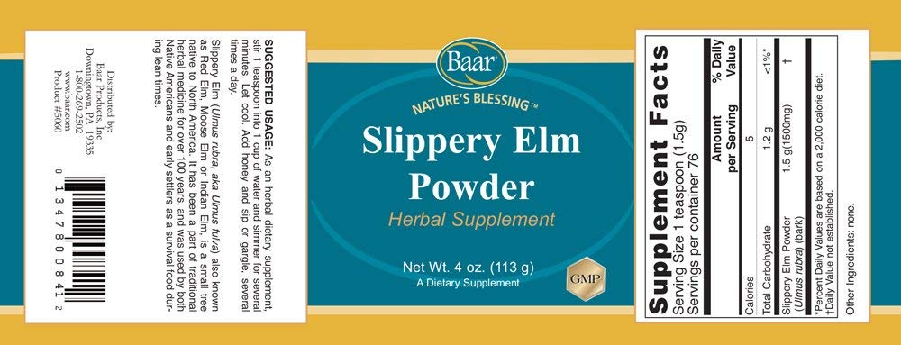 Inner bark of slippery elm used in Baar powder