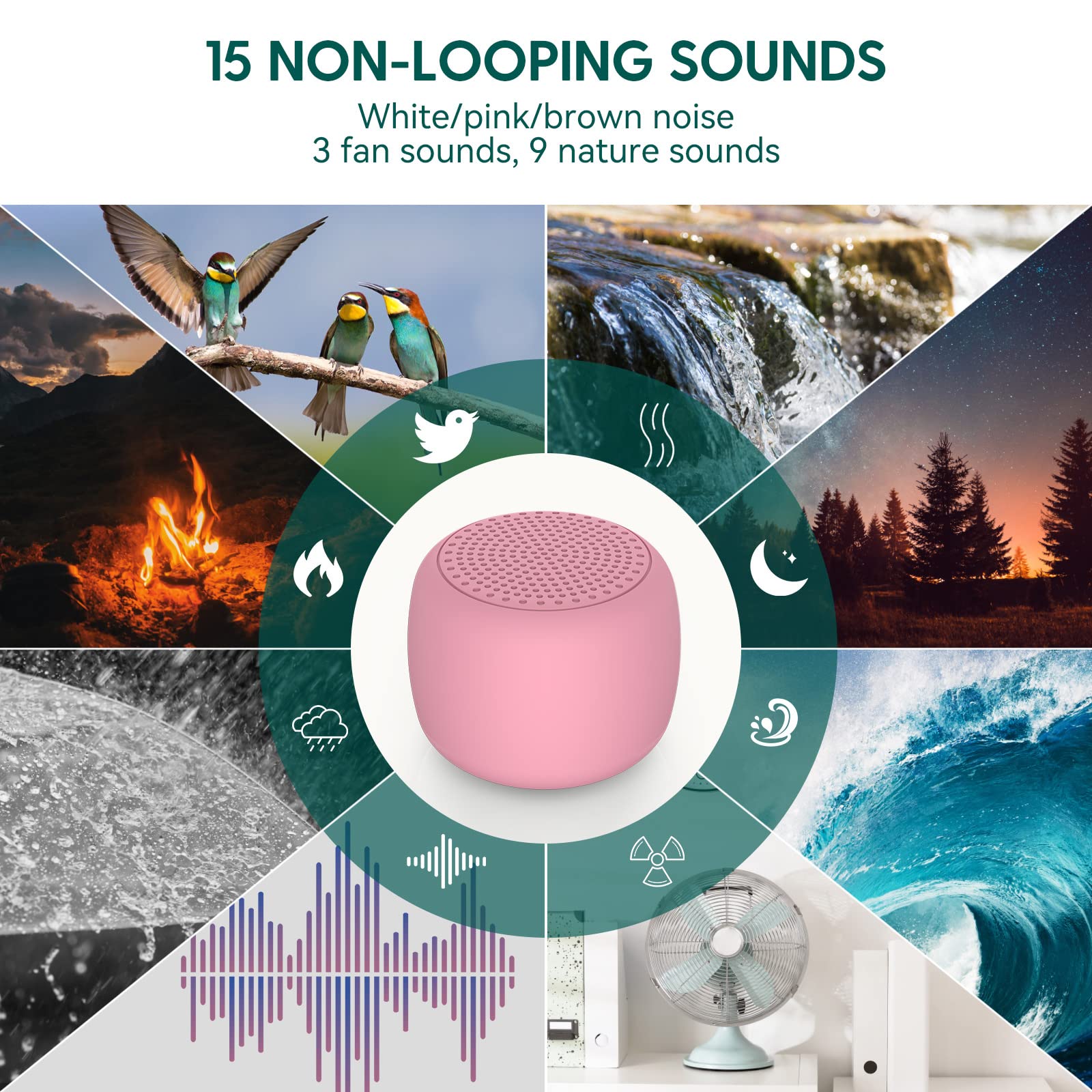BABELIO fifteen non-looping sounds list offers varied relaxing options