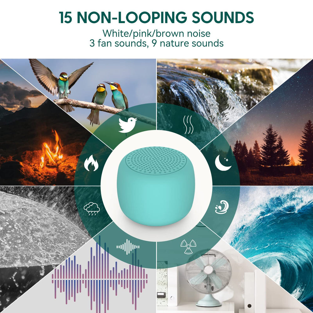 BABELIO White Noise Pocket Cyan timer mode shows color-coded session options.